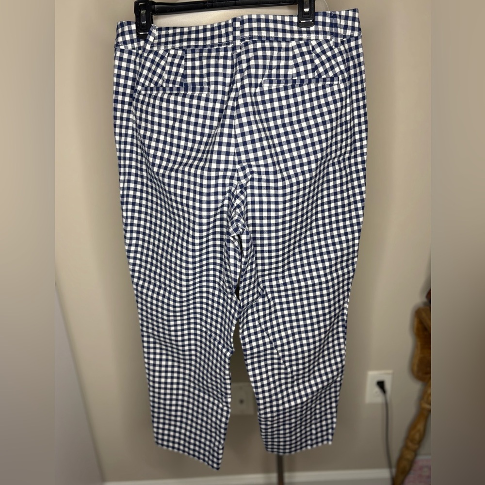 Talbots Women's Navy and White Gingham Cropped Pants - Picture 7 of 9